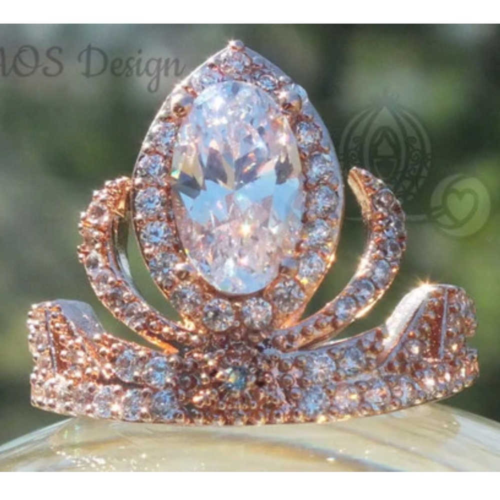 Elsa ring custom made Disney princess crown ring blue stone - Picture 4 of 5